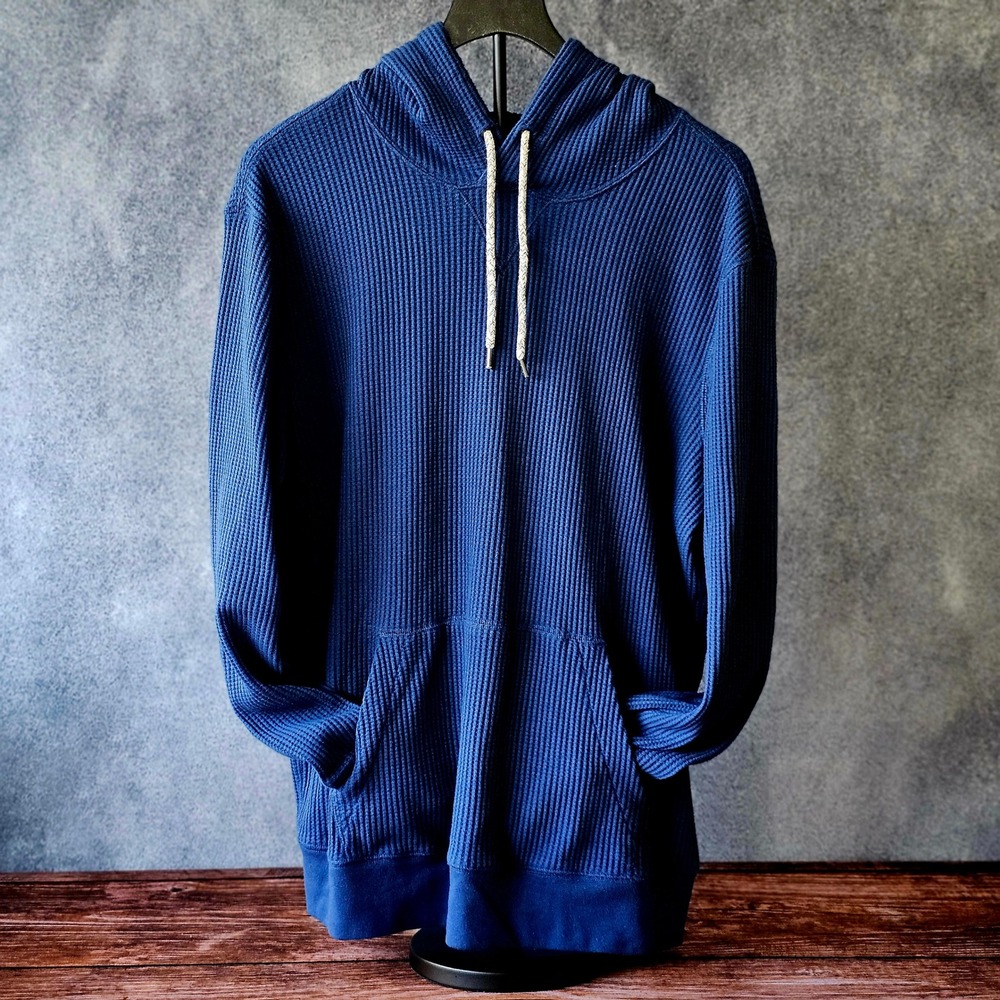 Cotton-blend American Eagle Outfitter Waffle-knit thermal hoodie kangaroo pocket